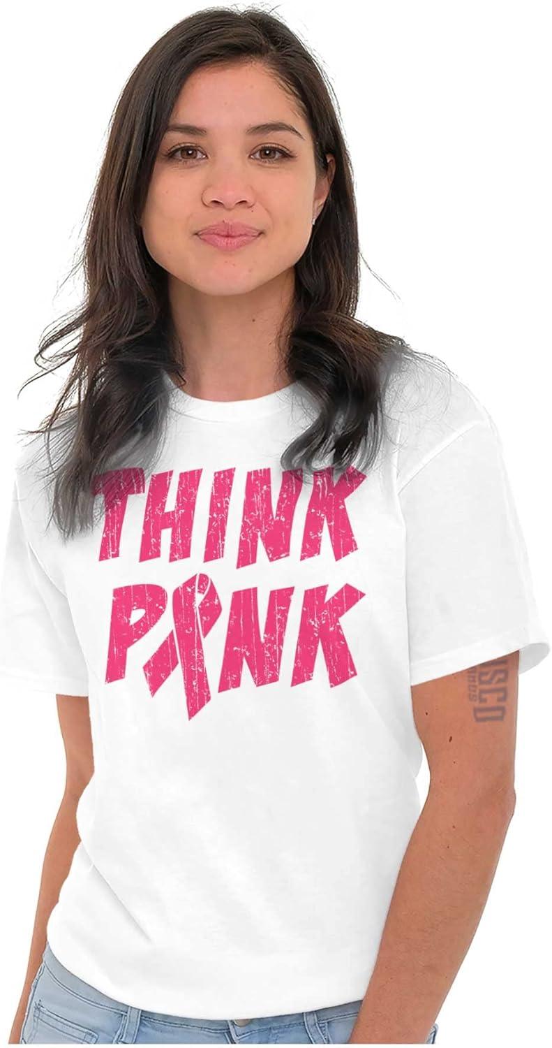 imageThink Pink Breast Cancer Awareness Womens Graphic T Shirt TeesWhite