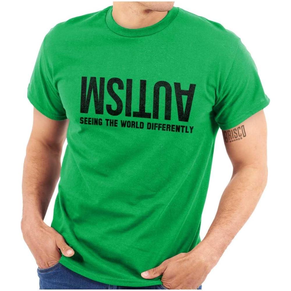 imageBrisco Brands Autism Seeing The World Differently Graphic T Shirt Men or Women Irish Green