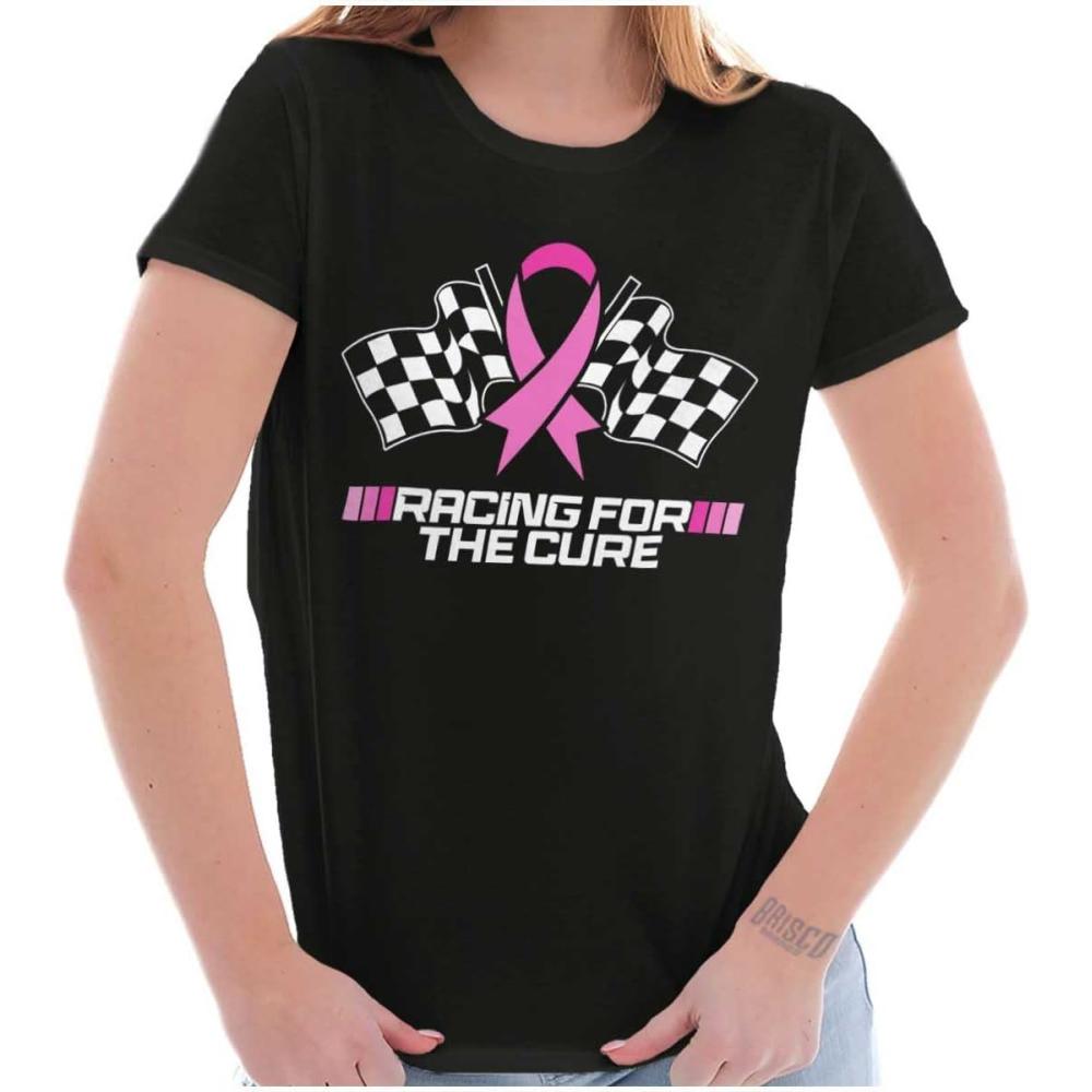 imageBrisco Brands Breast Cancer Racing for The Cure Womens Slim Fit Graphic TeeBlack
