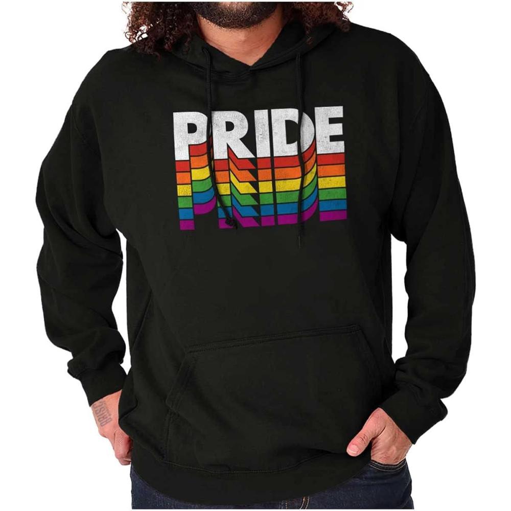 imageBrisco Brands Pride LGBTQ Rainbow Queer Equality Hoodie Sweatshirt Women MenBlack