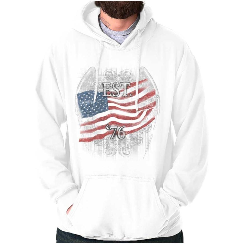 imageClassic Teaze United States Flag Patriotic American Hoodie Sweatshirt Women MenWhite