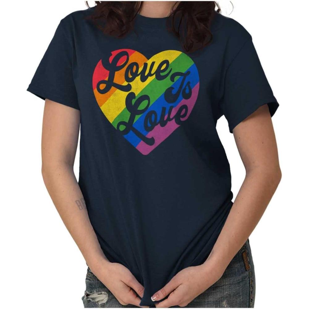 imageRetro Love is Love Gay Pride Rainbow Womens Graphic T Shirt TeesNavy