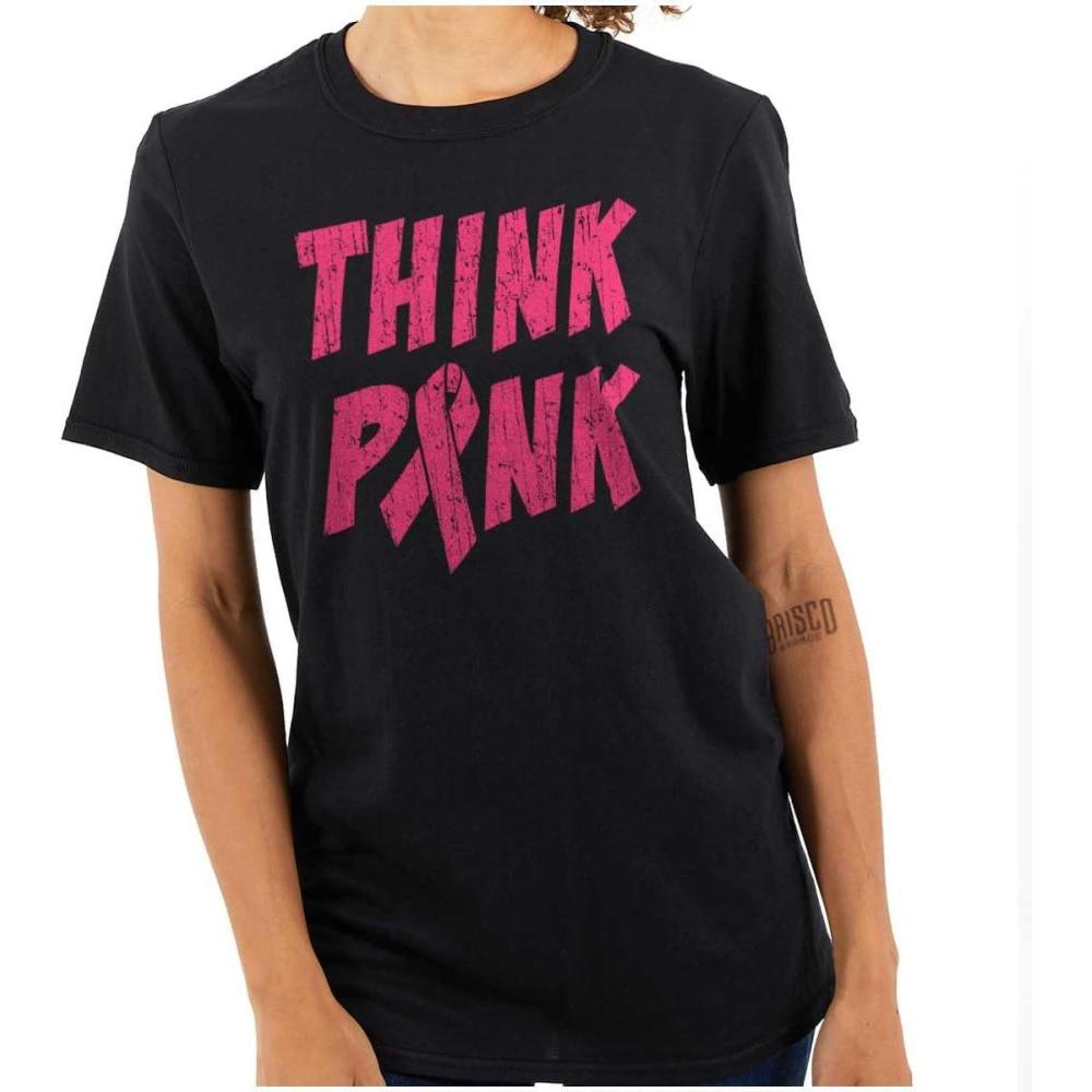 imageThink Pink Breast Cancer Awareness Womens Graphic T Shirt TeesBlack