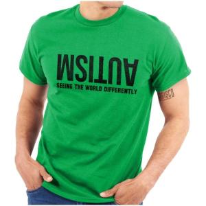 Brisco Brands Autism Seeing The World Differently Graphic T Shirt Men or Women Irish Green