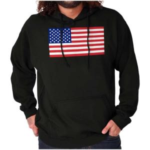 Brisco Brands Classic American Flag USA Pride Hoodie Sweatshirt Women Men(Black)