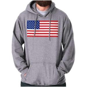 Brisco Brands Classic American Flag USA Pride Hoodie Sweatshirt Women Men(Sport Grey)