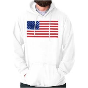 Brisco Brands Classic American Flag USA Pride Hoodie Sweatshirt Women Men(White)