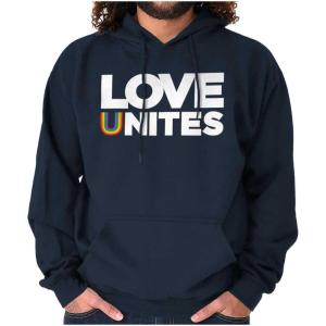 Brisco Brands Love Unites Upside Down Rainbow Hoodie Sweatshirt Women Men(Navy)