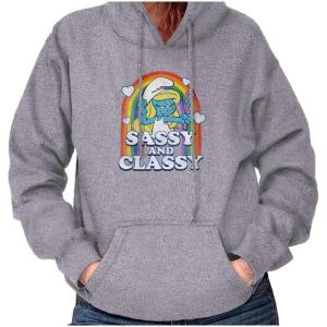 Brisco Brands Smurfette Sassy Classy Smurf Rainbow Hoodie Sweatshirt Women(Sport Grey)