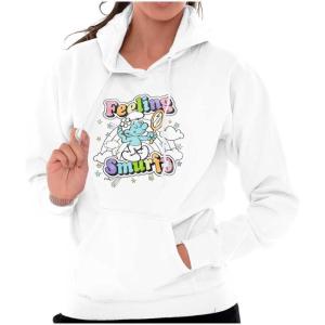 Brisco Brands Vintage Feeling Smurfy Rainbow Hoodie Sweatshirt Women Men(White)