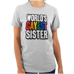 Brisco Brands Worlds Gayest Sister Sibling Pride Womens Graphic T Shirt Tees(Sport Grey)