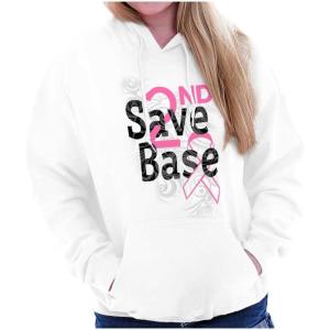 Classic Teaze 2nd Save Base Breast Cancer Warrior Hoodie Sweatshirt Women(White)