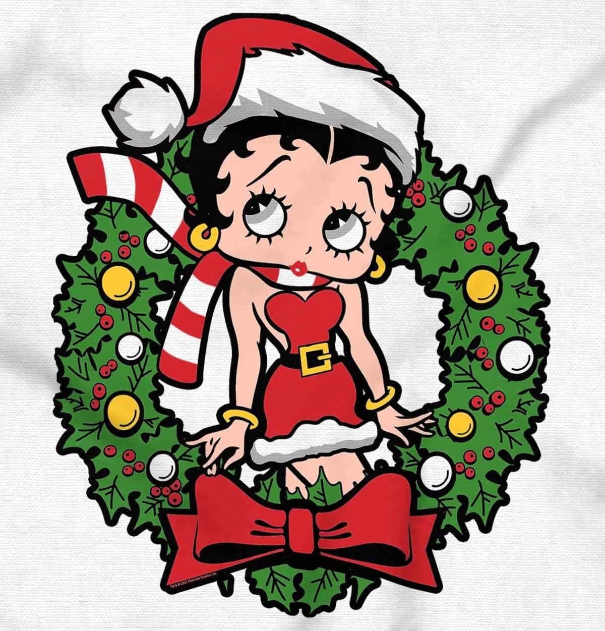 imageBrisco Brands Betty Boop Christmas Cute Vintage Women Crewneck SweatshirtWhite