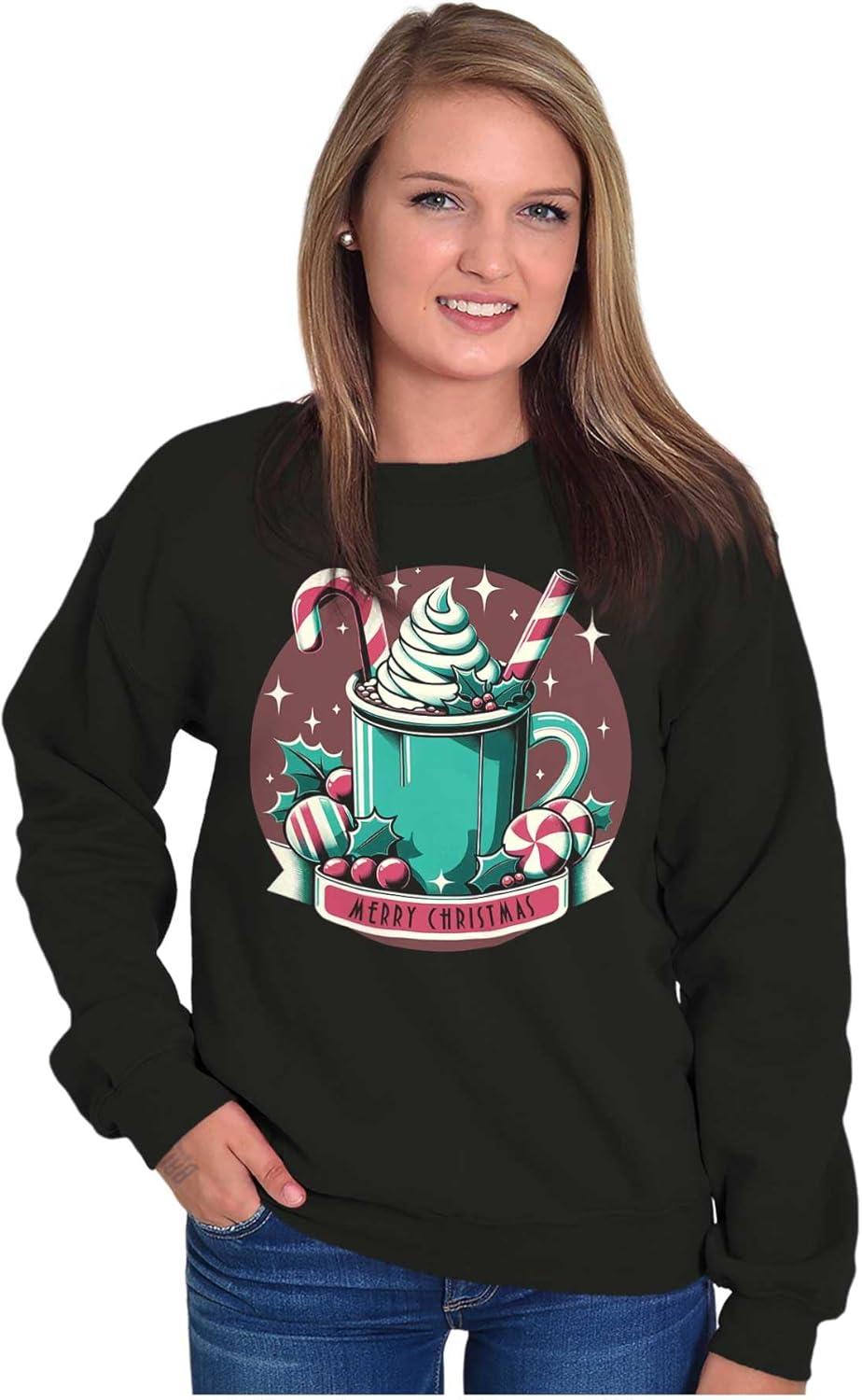 imageBrisco Brands Xmas Merry Christmas Hot Cocoa Mug Sweatshirt for Men or WomenBlack