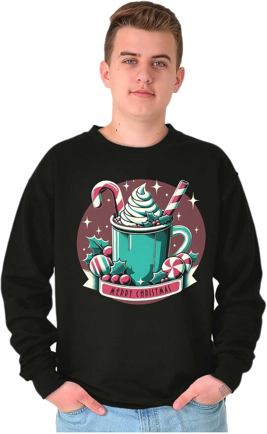imageBrisco Brands Xmas Merry Christmas Hot Cocoa Mug Sweatshirt for Men or WomenBlack