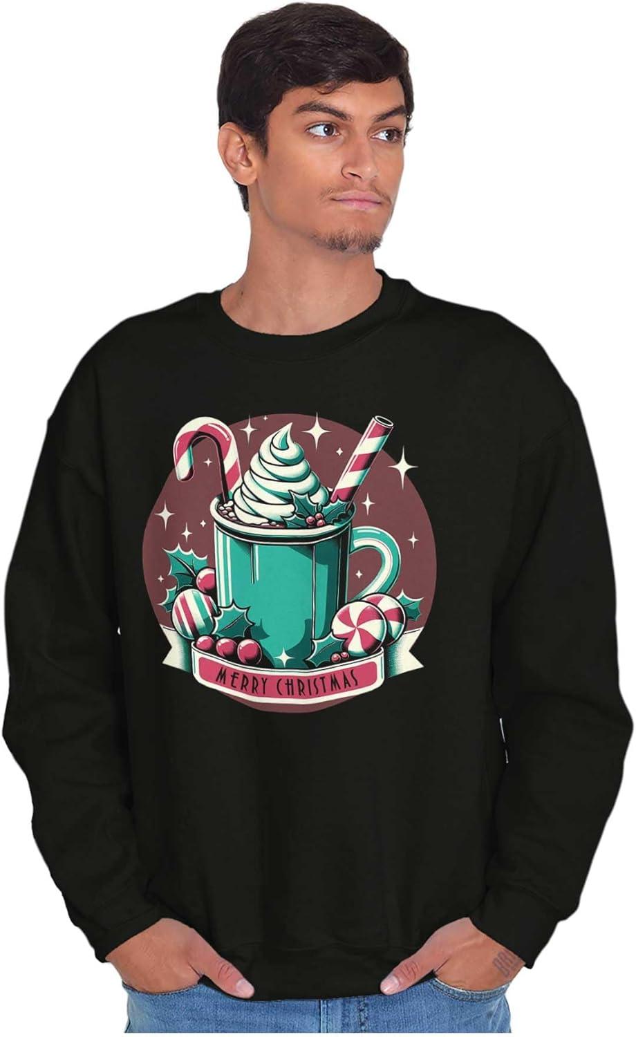 imageBrisco Brands Xmas Merry Christmas Hot Cocoa Mug Sweatshirt for Men or WomenBlack