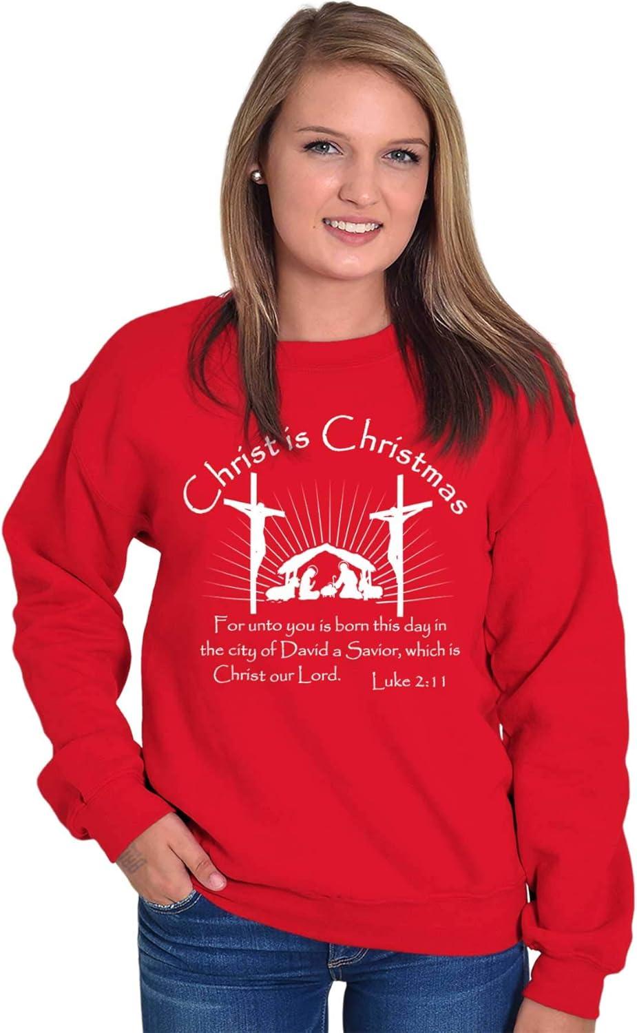 imageChrist is Christmas Christian Sweatshirt for Men or WomenRed