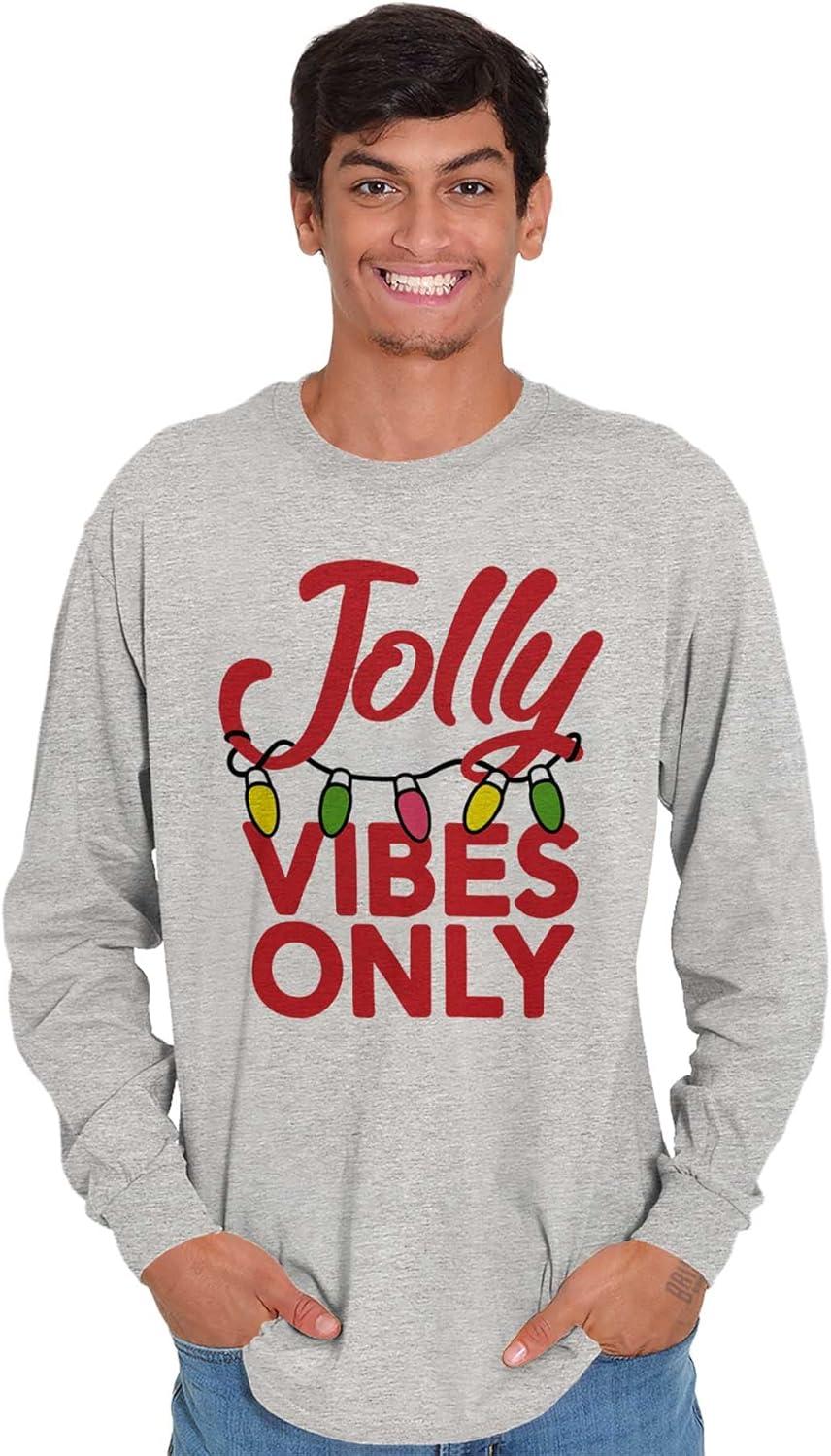imageChristmas Lights Jolly Vibes Only Long Sleeve Tshirt Men WomenSport Grey