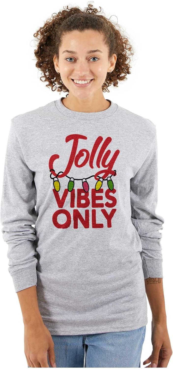 imageChristmas Lights Jolly Vibes Only Long Sleeve Tshirt Men WomenSport Grey
