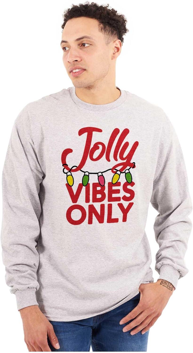 imageChristmas Lights Jolly Vibes Only Long Sleeve Tshirt Men WomenSport Grey