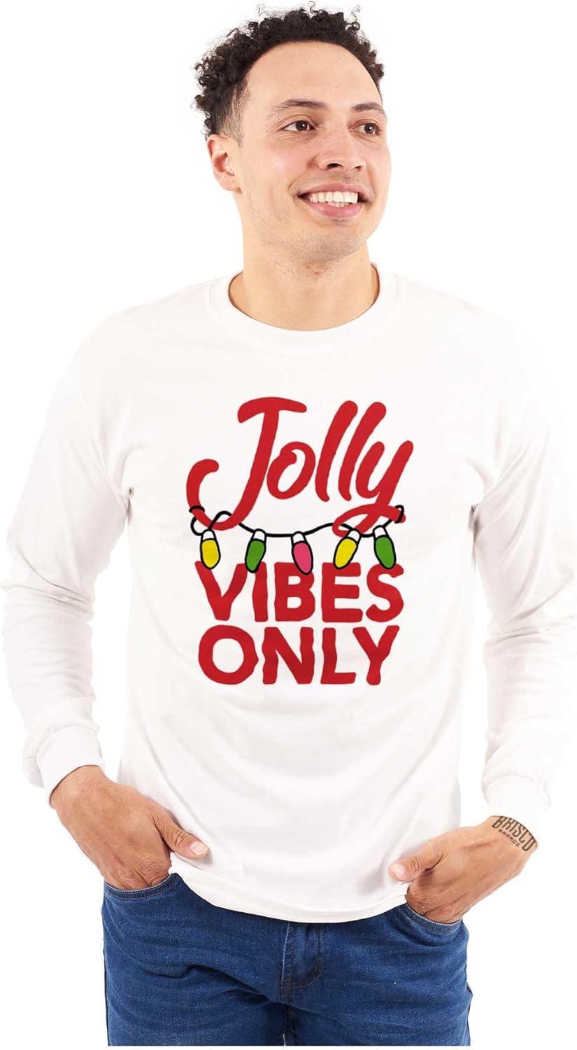 imageChristmas Lights Jolly Vibes Only Long Sleeve Tshirt Men WomenWhite