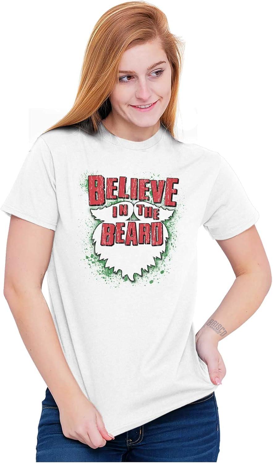imageChristmas Santa Believe in The Beard Graphic T Shirt Men or WomenWhite