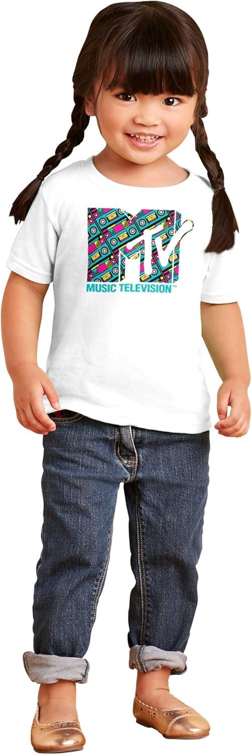 imageRetro 80s MTV Boombox Radio Logo Toddler Boy Girl T ShirtWhite