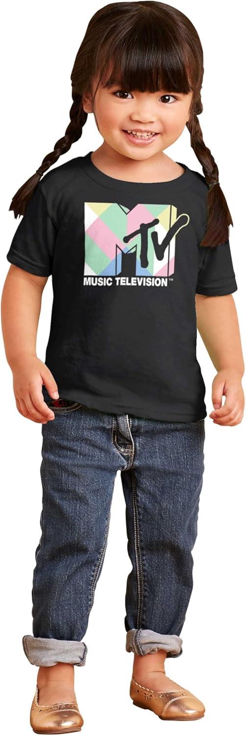 imageRetro MTV Colorful Blocks Logo Toddler Boy Girl T ShirtBlack