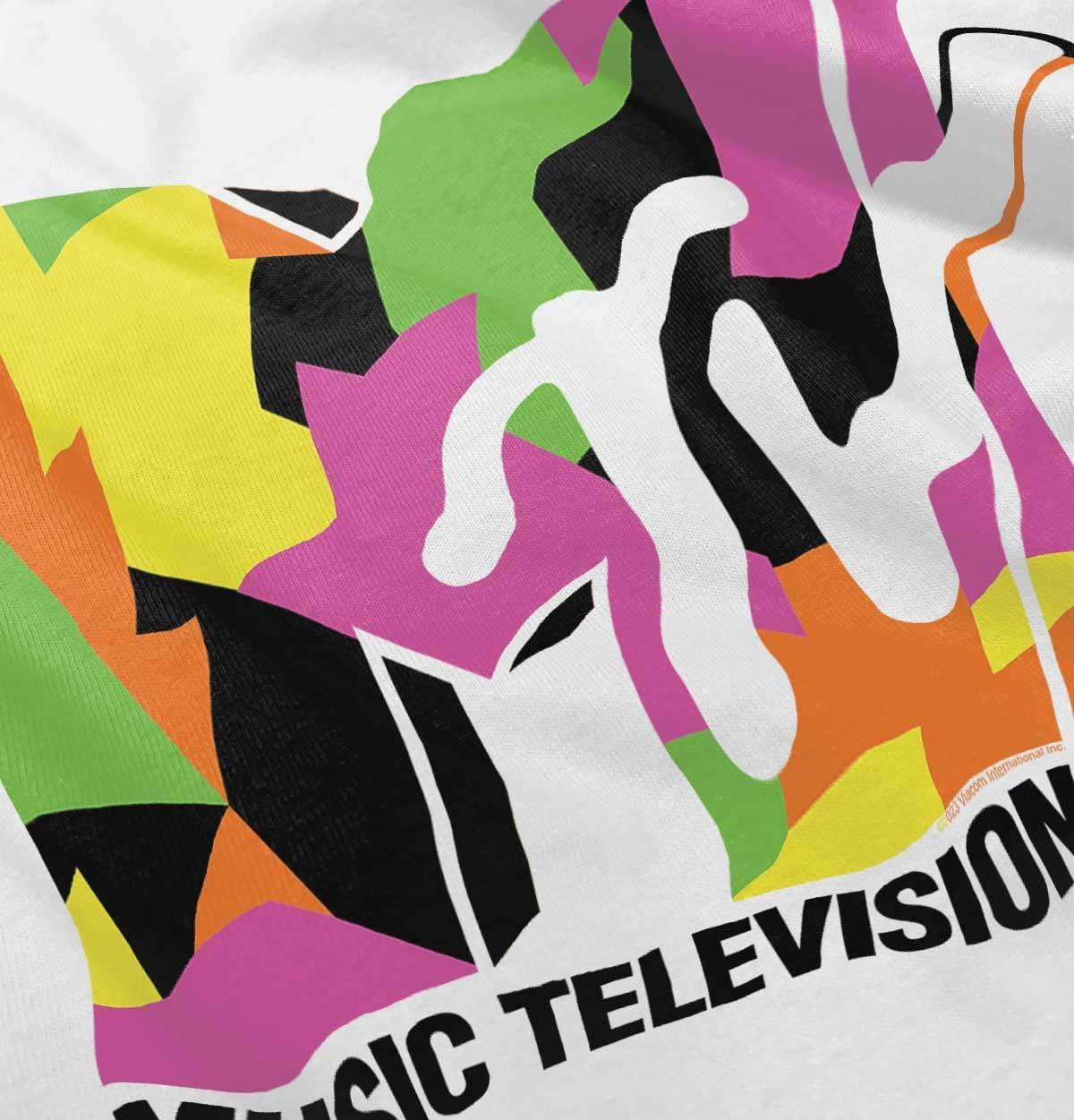 imageRetro MTV Colorful Shapes Logo Toddler Boy Girl T ShirtWhite