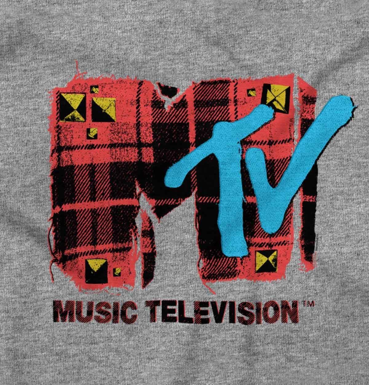 imageRetro MTV Distressed Plaid Logo Toddler Boy Girl T ShirtHeather