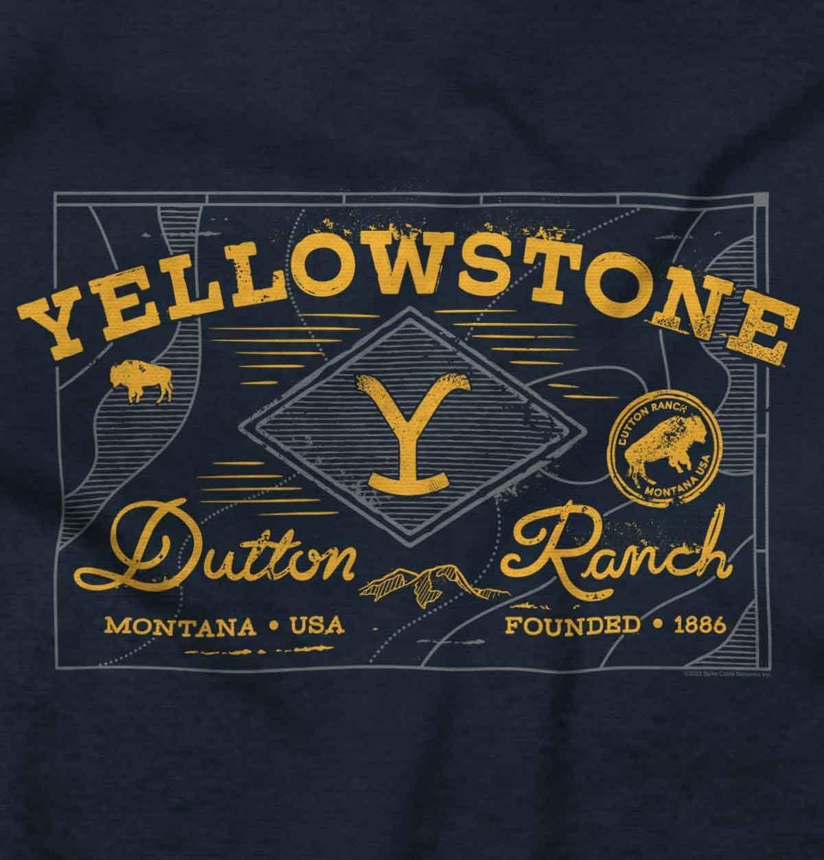 imageYellowstone Dutton Ranch Y Map Toddler Boy Girl T ShirtNavy