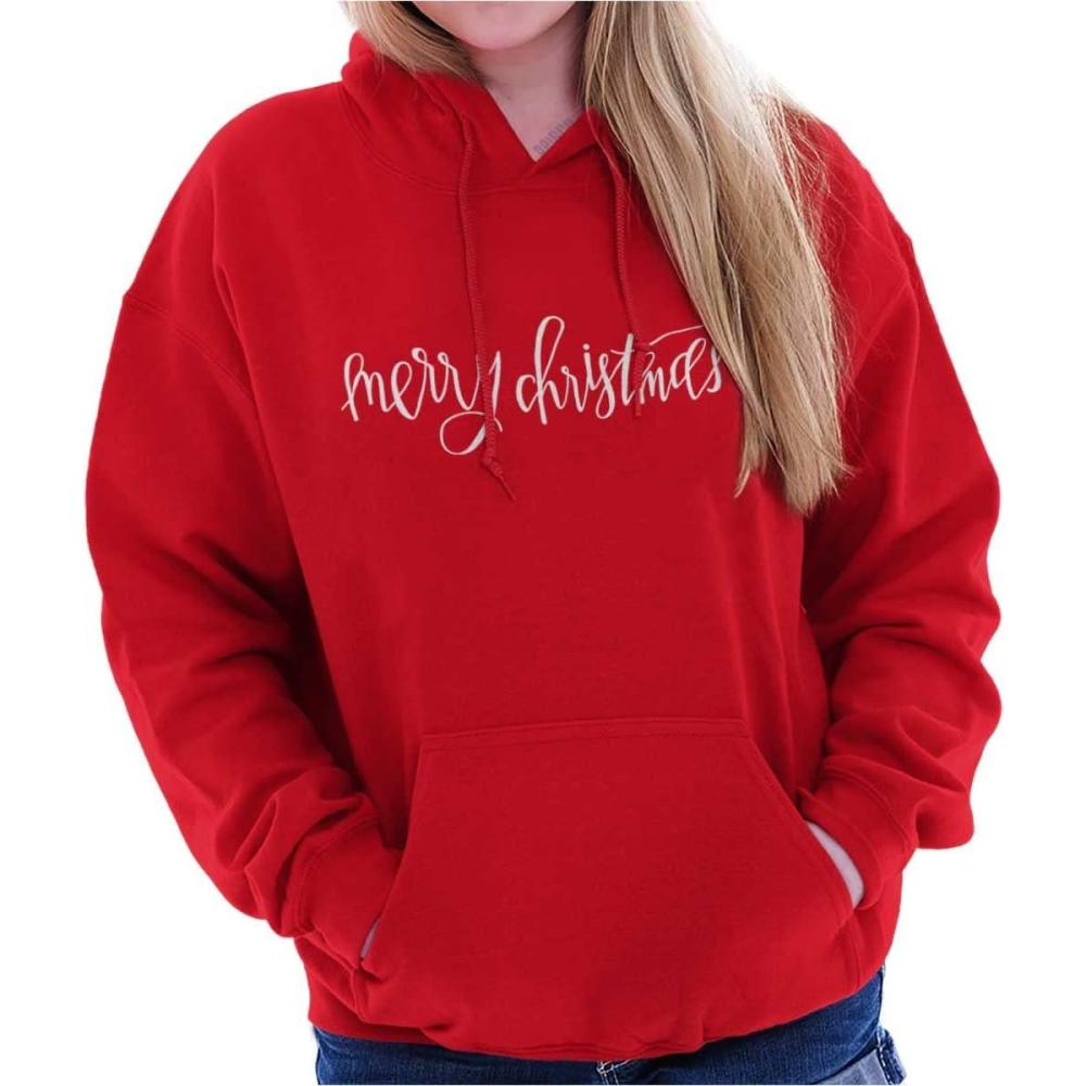 imageBrisco Brands Xmas Merry Christmas Greetings Hoodie Sweatshirt WomenRed