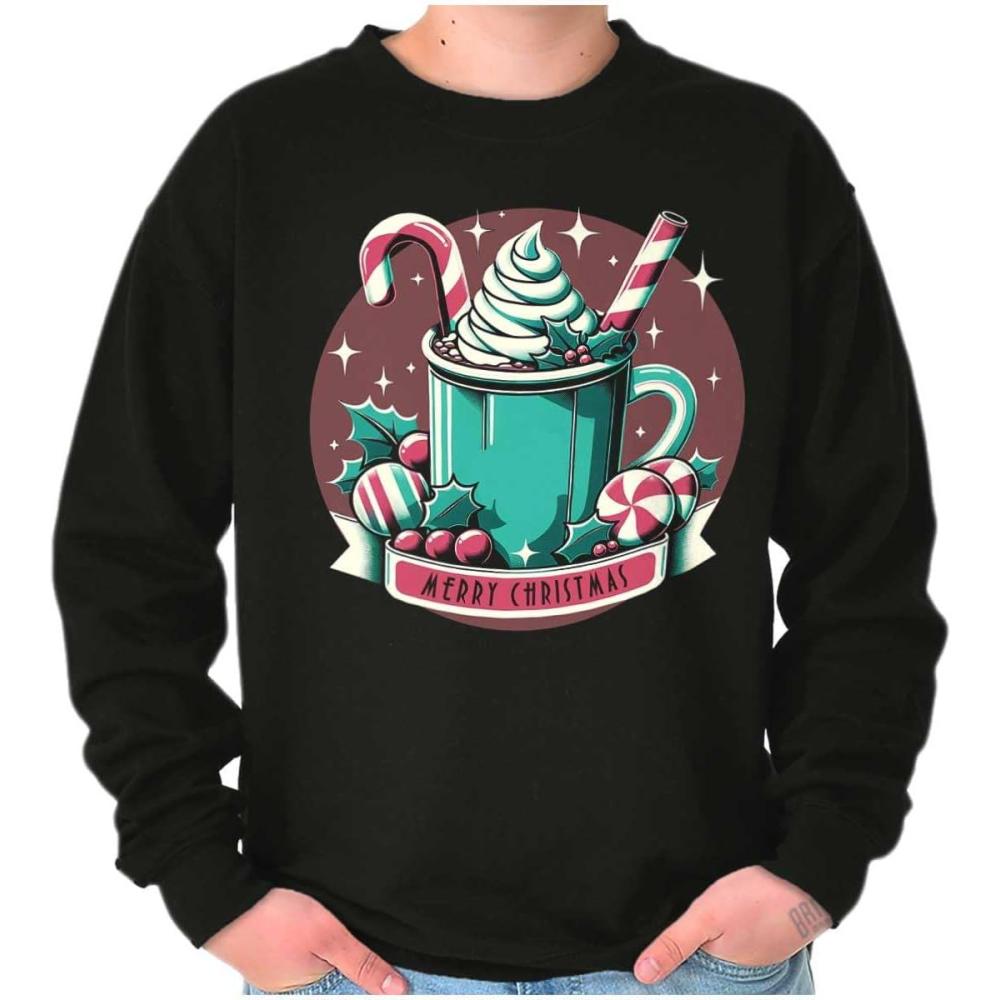 imageBrisco Brands Xmas Merry Christmas Hot Cocoa Mug Sweatshirt for Men or WomenBlack