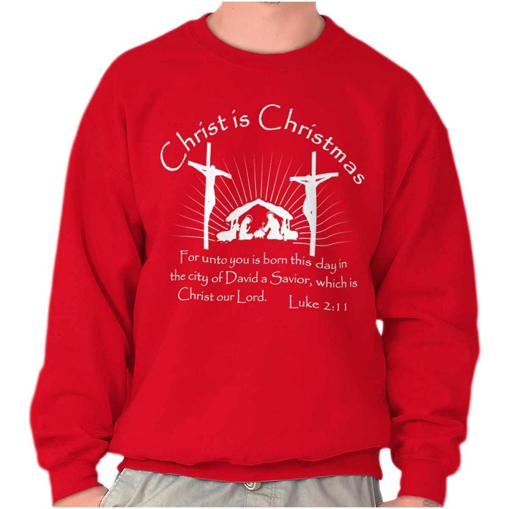 imageChrist is Christmas Christian Sweatshirt for Men or WomenRed