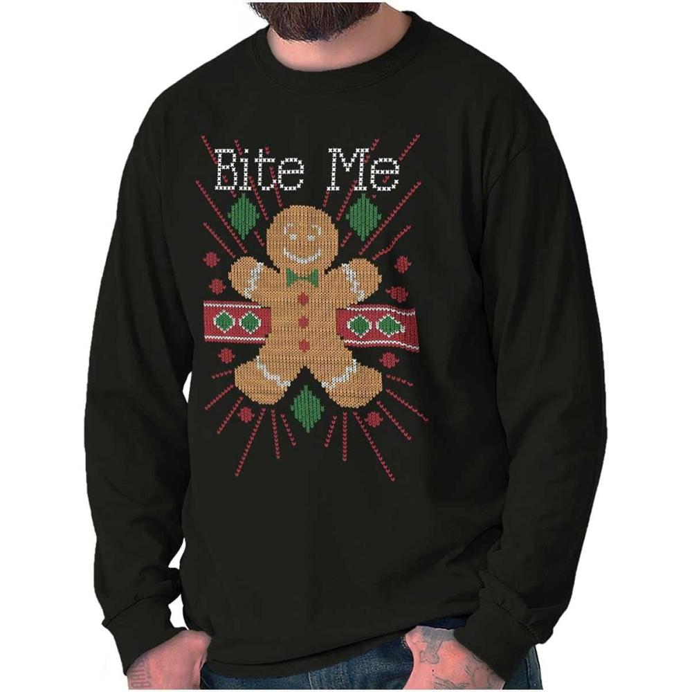imageMerry Christmas Ya Filthy Animal Long Sleeve Tshirt Men WomenBite Me Gingerbread