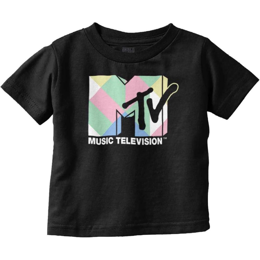 imageRetro MTV Colorful Blocks Logo Toddler Boy Girl T ShirtBlack