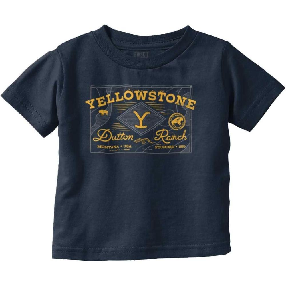 imageYellowstone Dutton Ranch Y Map Toddler Boy Girl T ShirtNavy