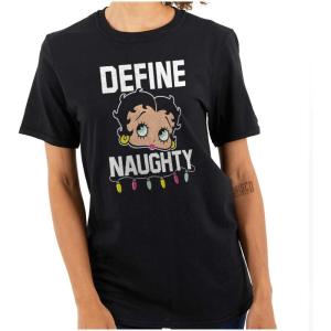Betty Boop Christmas Define Naughty Womens Graphic T Shirt Tees(Black)