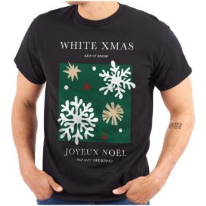 Brisco Brands Christmas White Xmas Let It Snow Graphic T Shirt Men or Women(Black)