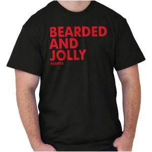 Brisco Brands Xmas Bearded and Jolly Hashtag Santa Mens Graphic T Shirt Tees(Black)