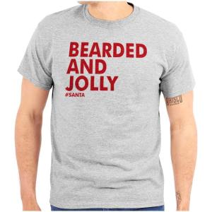 Brisco Brands Xmas Bearded and Jolly Hashtag Santa Mens Graphic T Shirt Tees(Sport Grey)