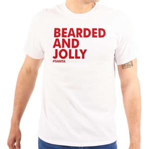 Brisco Brands Xmas Bearded and Jolly Hashtag Santa Mens Graphic T Shirt Tees(White)