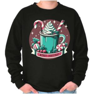 Brisco Brands Xmas Merry Christmas Hot Cocoa Mug Sweatshirt for Men or Women(Black)