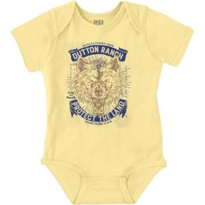 Brisco Brands Yellowstone Protect the Land Wolf Baby Romper Boys or Girls(Banana)