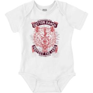 Brisco Brands Yellowstone Protect the Land Wolf Baby Romper Boys or Girls(White)