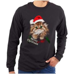 Merry Christmas Ya Filthy Animal Long Sleeve Tshirt Men Women(Meowy Christmas)
