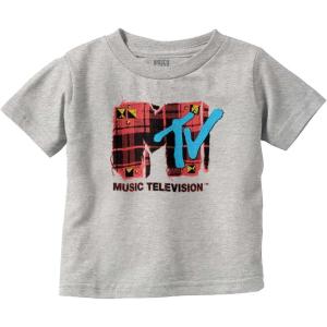 Retro MTV Distressed Plaid Logo Toddler Boy Girl T Shirt(Heather)