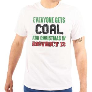 Xmas District 12 Everyone Gets Coal Graphic T Shirt Men or Women(White)