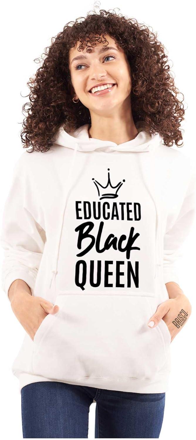 imageBrisco Brands Educated Black Queen Empowered Hoodie Sweatshirt WomenWhite