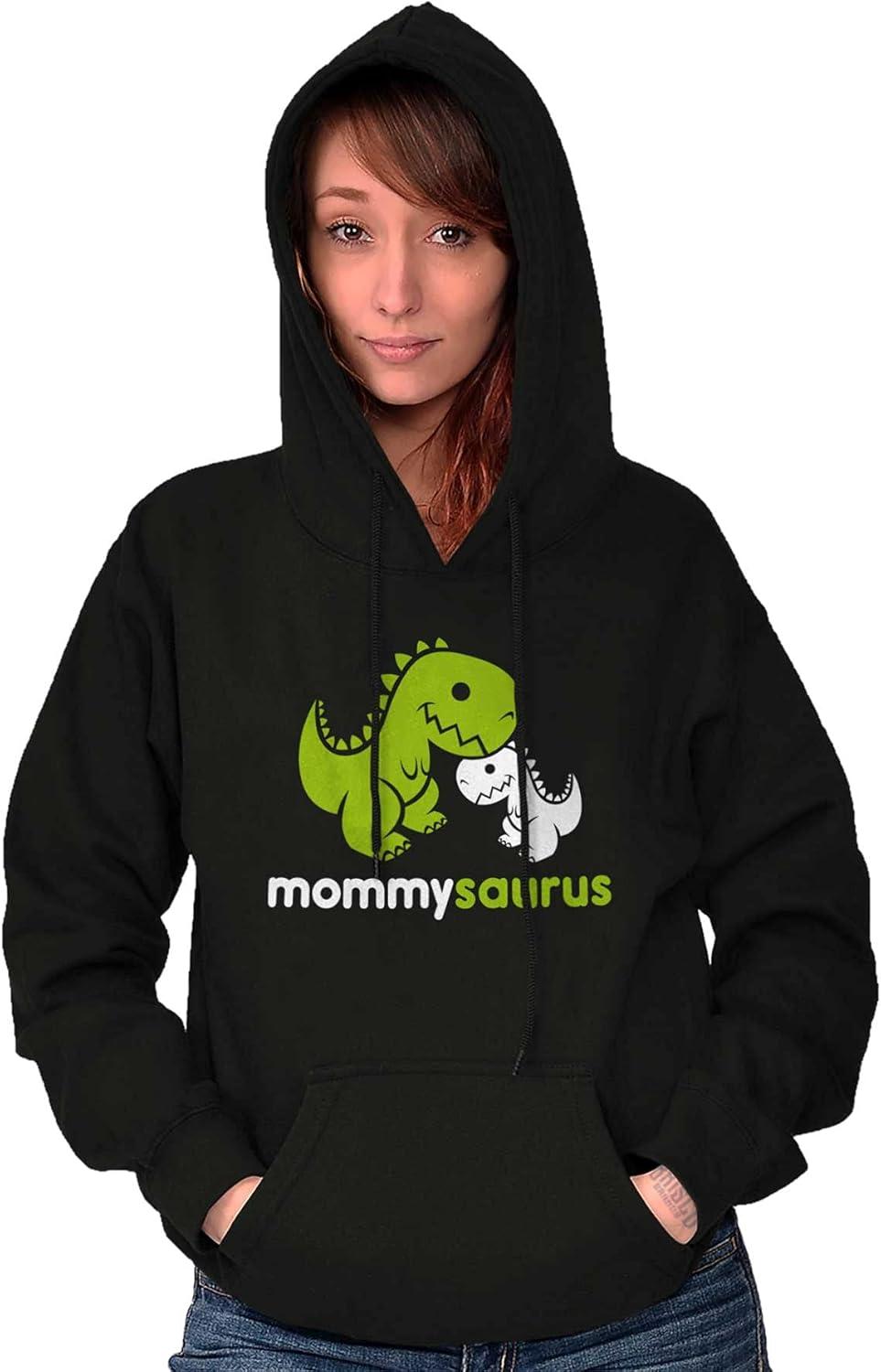 imageBrisco Brands Mommysaurus Cute Dinosaur Mothers Day Hoodie Sweatshirt WomenBlack